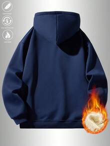 男士休闲连帽半拉链抓绒卫衣