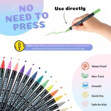Acrylic Paint Markers 24 Colors, Acrylic Paint Pens, Rock Painting, Paper, Pumpkin, Wood, Egg, Canvas, Ceramic, Fabric, Leather, Glass, DIY Crafts. - 36 Colors/set - View 6
