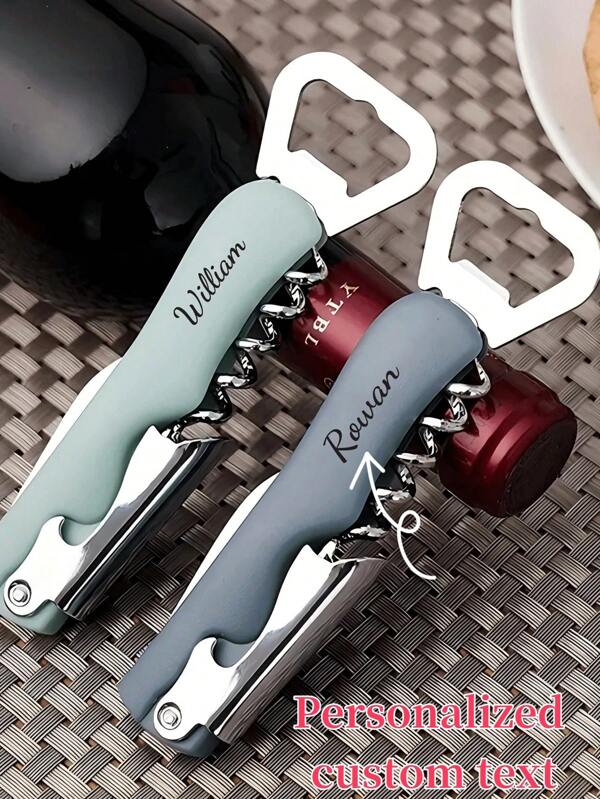 50pcs Personalized Laser Engraved Wine Bottle Opener, Multifunctional 4-In-1 Beer Bottle Opener, Bar Tool Suitable For Gifts, Father's Day, Friends