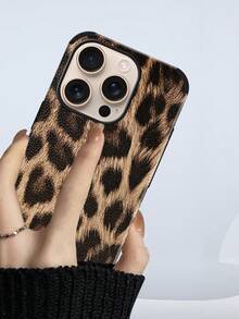 1 pezzo Custodia per telefono in pelle PU morbida con stampa leopardata, anti-caduta e anti-urto, con design amplificatore audio, compatibile con 17 Pro Max/16 Pro Max/16 Plus/13 Pro Max/14 Pro Max 13 14 11 12 Pro 11/15 Pro, Galaxy S24 Ultra, regalo per le vacanze