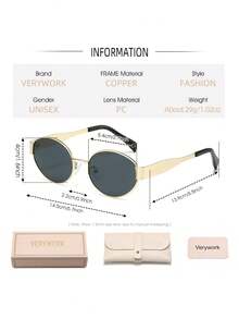 Verywork Verywork 1pc Oval New Vintage Catwalk Elegant Living Ins Style Superior Quality Brand Design Women Fashion Eyeglasses For Outdoor Casual Activities Driving Shopping Summer Tropical Beach Vacay Street-Photography Accessories