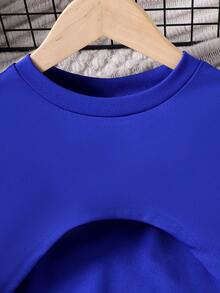 3pcs Toddler Girls' Sweet & Casual Long Sleeve Lightweight Pullover, Sleeveless Tank Top, Denim Effect-Look Pants Set, Spring/Autumn - Royal Blue - View 4