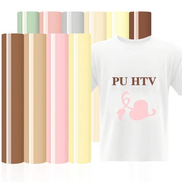 Assorted Color Boho Heat Transfer Vinyl 12" X 10" Heat Transfer Vinyl Set, 10 Soft Colored Vinyl Sheets For Iron-On T-Shirts, Clothes, Hats, Bags And DIY Crafts