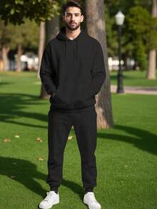 Men Sweatshirt Co-Ords - Black - View 1