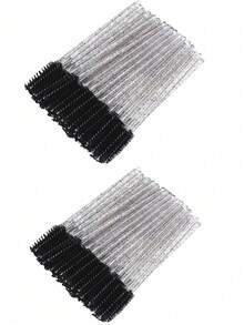 100pcs/70pcs/50pcs/25pcs Disposable Mascara Wands, Eyelash Brushes, Eyebrow Crystal Gloss Eyelash Brushes, Eyelash Extension Makeup Tools - Black - View 21