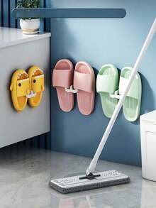 1pc/3pcs Bathroom Slippers Rack, Wall Mounted No Drilling Required, Toilet Door Hanging Drainage Shelf, Storage Organizer Rack, Wall Hook