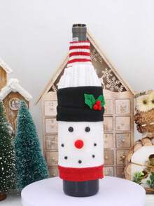 O decorațiune de Crăciun cu desene animate, capac de vin tricotat cu un bătrân și un om de zăpadă, folosită pentru decorarea festivă a restaurantului și, de asemenea, ca recuzită foto pentru pălării de Crăciun. Este potrivită pentru utilizare în timpul festivalului de Crăciun. - Multicolor - Vizualizare 10