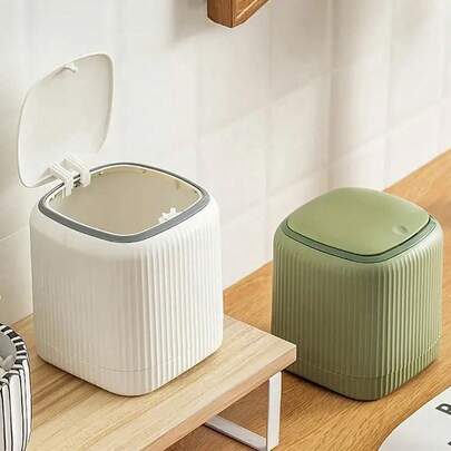 Thùng rác mini sang trọng 1 chiếc có nắp ấn - Khử mùi, thiết kế thùng đôi, lý tưởng để sử dụng tại nhà, văn phòng và trên ô tô - Có sẵn màu be, nâu và xanh lá cây, Thùng rác nhà bếp & phòng tắm, Trang trí nhà cửa | Thùng rác mini hiện đại | Kết cấu nhựa, Thùng rác cho gia đình, Thùng rác để bàn nhỏ cho phòng tắm, Trang trí bàn làm việc văn phòng tại nhà, Bàn cà phê, Văn phòng, Phòng khách, Phòng học, Nhà bếp, Bàn trang điểm, Phòng ngủ, Phòng tắm