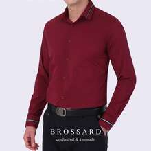 Men's Slim Fit Dress Shirt - Anti-Wrinkle, Anti-Wrinkle And Breathable Elegant Collar | Soft Touch | Machine Washable Comfortable For Work And Events - 酒紅色 - 查看 6