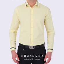 Men's Slim Fit Dress Shirt - Anti-Wrinkle, Anti-Wrinkle And Breathable Elegant Collar | Soft Touch | Machine Washable Comfortable For Work And Events - 黃色的 - 查看 7