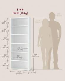 VASAGLE CUSTOS Collection - Bookshelf, 6-Tier Bookcase, Book Shelf, Open Storage Shelf, 9.4 X 23.6 X 63.3 Inches, For Living Room, Home Office, Dinning Room - 雲朵白 - 查看 2