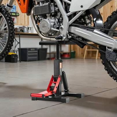 Dirt Bike Lift Stand, Motorcycle Jack Lift Stand 1200lbs Capacity And Hydraulic Lift Operation, Hoist Table Adjustable Height 9.8"-18.3" For Dirtbike Repair, Maintenance, Dirt Bike Accessories