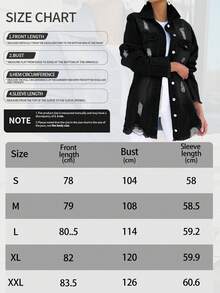 Women's Black Distressed Denim Jacket With Buttons - Casual, Chic And Versatile-Fall Clothes For Women - Black - View 12