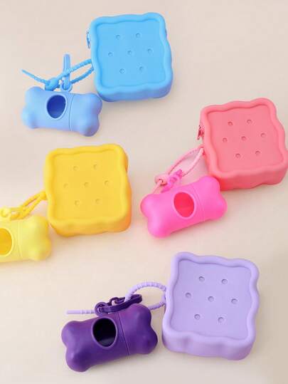 1 pieza Bolsa de entrenamiento de silicona para mascotas para uso en exteriores + 1 pieza Bolsa para desechos de mascotas + 1 pieza Dispensador de bolsas para excrementos de mascotas, Bolsa de recompensas conveniente para pasear perros, Mochila para pecho/cintura para gatos/perros para senderismo, camping