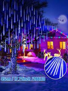 1pc Solar Meteor Shower Light 8-Tube IP65 Waterproof, Suitable For Garden, Courtyard, Trees, Eaves, Festivals, Parties, Outdoor Streets, Fences, New Year, Christmas, Halloween Decoration, Outdoor Fairy Garden Light-30/45CM - White - View 15