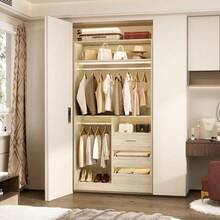 Freestanding Closet System With 2 Hanging Rods & 3 Open Drawers & 3 Shelves - 白橡木 - 查看 4