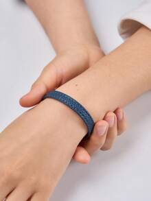 1 件时尚皮革手链，简约装饰腕带，可调节珠宝，适合日常佩戴，高品质圣诞礼物