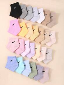 1/10/30 双男女通用运动中筒袜，适合青少年返校日常穿着的跑步运动训练袜，秋冬保暖袜和圣诞节万圣节装饰儿童必需品，儿童生日礼物 - 彩色 - 查看 11