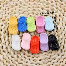 10 件套鞋饰套装，可拆卸 ABS 迷你彩色鞋，采用各种颜色的 3D 造型迷你可爱鞋，适用于 DIY 凉鞋和花园鞋