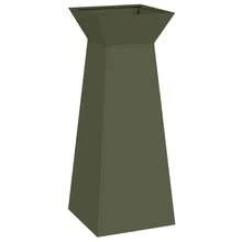 vidaXL Gartenpfeiler Pflanzer 2er Set mit Schale, olivgrün, 40x40x100 cm, aus Stahl.