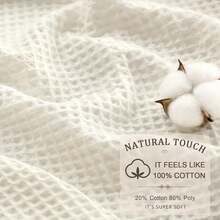 Waffle Weave Shower Curtain Cotton Fabric Texture Shower Curtain For Bathroom White,72Wx72L-314244 - Ivory - View 3