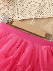 Young Girl Tulle Puff Skirt, Children Cosplay Dress, Ballet Dance Dress - Hot Pink - View 2
