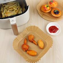 50/100pcs Square Air Fryer Liners, Non-Fry Disposable Liner Sheets For Air Fryer/Oven/Microwave – Perfect For Chicken Nuggets, Burgers, Tempura, Fries, Meat & Vegetables Greaseproof Parchment Paper . Baking Paper . Silicone Coated Paper ​​Kitchen Essential . Household Must-Have . Labor Day Gift​, Back To School - True Color - View 7