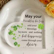 Centru de masă, decor unic de birou în stil boho - placă acrilică în formă de inimă cu citat inspirator, ideală pentru decorul biroului, dormitorului și camerei de zi. De asemenea, un cadou minunat pentru femei, surori, colege de ziua de naștere, Ziua Mamei, Crăciun. Această piesă poate adăuga o notă de farmec oricărei camere. - Multicolor - Vizualizare 8