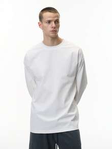 INFLATION Solona Elastic Long Sleeve T-Shirt, 25 Autumn New American Street Style 260G Heavy-Weight Base Layer Tee For Men, Fall - White - View 3