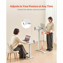 Mesa de cama, mesa auxiliar móvil con escritorio abatible y 4 ruedas ocultas, escritorio para portátil con ruedas y altura y ángulo ajustables con portavasos, escritorio portátil para cama, hogar, oficina y estudio, color blanco - Blanco - Ver 2