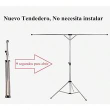 Soportes Tendederos Extensible y Plegable Secado de la Ropa del Ahorro de Espacio Portátil Plegable, estante de sequía ajustable del lavadero del acero inoxidable de la alta capacidad(Incluye 10x ganchos a prueba de viento y una Bolsa) - 1 - Ver 3