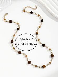 1pc Fashionable Minimalist Natural Stone Handmade DIY Necklace - Coffee - View 2
