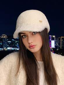 1 件女士蓬松棒球帽，宽边保暖渔夫帽，百搭休闲装，适合户外和日常使用，秋冬