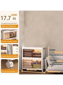 3layer  Plastic Storage Bins With Lid, Stackable Storage Containers With Wheels, Folding Storage Boxes, Stackable Storage Bins, Closet Organizers And Storage For Living Room,Office,Dorm - White - View 14