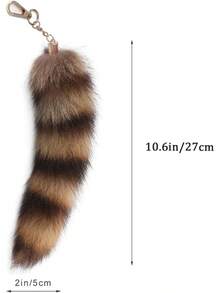 Faux Fur Fox Tail KeyChain For Women Therian Costume Cosplay Handbag Fashion Charm Wolf Tail Keychain Gift For PartyChristmas - Gold - View 7