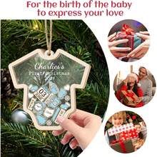 Custom Boys And Girls First Christmas Ornament 2025-2026 Personalized Boys Girls First Christmas Ornament For Newborn Birth Status Souvenir, 4D Shake Ornament (Bodysuit Shape), Autumn Home Refresh, Xmas Decoration,Home Harmony