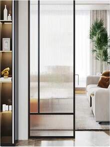 1Roll Width 30/45/60/90 Cm Reeded Glass Window Film, Frosted Reeds Window Film, Window Privacy Film, 3D Window Decals Non Adhesive For Bathroom Living Room Office - Multicolor - View 4