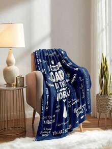 1pc Flannel Blanket, The Best Dad Print Throw Blanket, Soft Cozy For Father Grandpa Men Gift, Birthday Gift, Father's Day Gift-280gsm - 彩色 - 查看 3