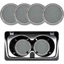 Ziciner - Juego de 4 posavasos con diseño de cristales para coche, de goma suave, antideslizante, accesorios interiores universales para coche, SUV, camión (negro y AB) - Azul claro y blanco 4pcs - Ver 13