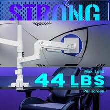 ARES WING Dual Monitor Arm Desk Mount For 17-49 Inch Ultrawide Monitors, Heavy Duty Dual Monitor Mount Holds 44 Lbs, Full Motion Gas Spring Vertical Stacked Monitor Mount, 75_100 VESA Mount, White - MàuB - Xem 5