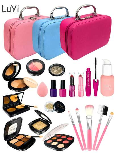 Kids Role Play Makeup Toy Set (No Real Cosmetics), Girls Pretend Makeup Toy Combo, Gift For Girls Birthday/Holiday/Halloween/Christmas