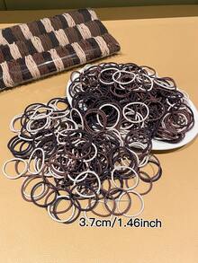 100条混色简约弹力发圈，高弹力发圈，百搭休闲风，女士发饰，适用于马尾辫和编发。适合日常休闲佩戴，四季皆宜的发饰，学生用品，女士配饰。发绳头饰橡皮筋 - 彩色 - 查看 4