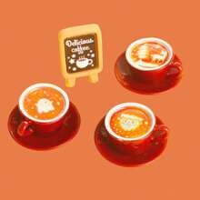 迷你圣诞咖啡杯娃娃屋咖啡厅桌面摆件仿真咖啡下午茶圣诞老人麋鹿圣诞树图案款式随机 - 彩色 - 查看 7