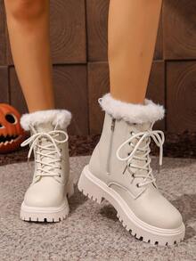 2026秋冬新款女鞋，时尚百搭休闲女鞋，女士踝靴，时尚女靴，切尔西踝靴，弹力女靴，女鞋 - 白色 - 查看 7