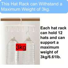 12钩旋转多功能衣架，无缝衣架，文胸吊带背心收纳整理架，家用晾衣架，宿舍挂钩，波浪形衣架，衣柜帽子挂钩，棒球帽架，360°旋转带挂钩帽架 - 白色