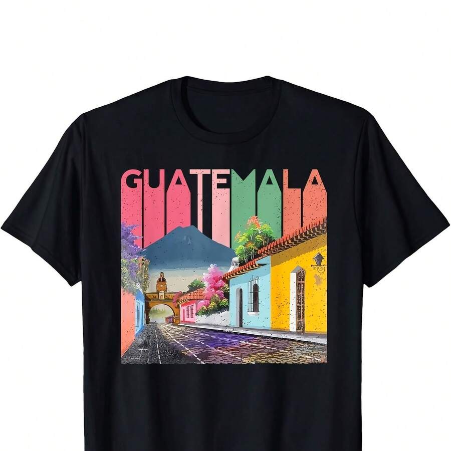 Guatemala Antigua Quetzal Chapin Fe Semana Santa Retro T-Shirt1220G Pure Cotton Comfort T-Shirt - Breathable And Ft, I For Hot Summer Days, A Perfect Gift For Loved Ones, , And Family Tops For Wo Vintage - 黑色 - 查看 1