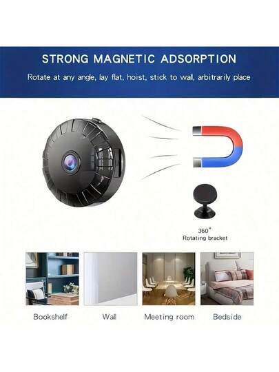 HD Mini WiFi Security Camera Night Vision Motion Alerts USB Rechargeable, Portable, Wide Angle, Easy App Setup view 2
