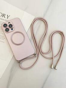 奢华斜挎项链挂绳哑光手机壳适用于 17 Air 16 15 14 13 12 Pro Max 11 磁性无线充电软壳 - 粉色 - 查看 2