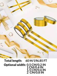 Decorative Cabinet Trim Tape, Gold/Silver Wall Decorative Adhesive Tape, Waterproof Self-Adhesive Shiny/Matte Tape For Wedding, Gift Wrapping, Decorating, DIY Crafts - Multicolor - View 10