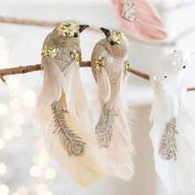 1件/2件，圣诞节，万圣节，人造羽毛鸟花园装饰，人造泡沫鸟凤凰孔雀景观，仿生工艺鸽子装饰，客厅花园家居装饰，庭院鸟，多场景适用人造鸟雕像，圣诞树装饰 - 彩色 - 查看 10